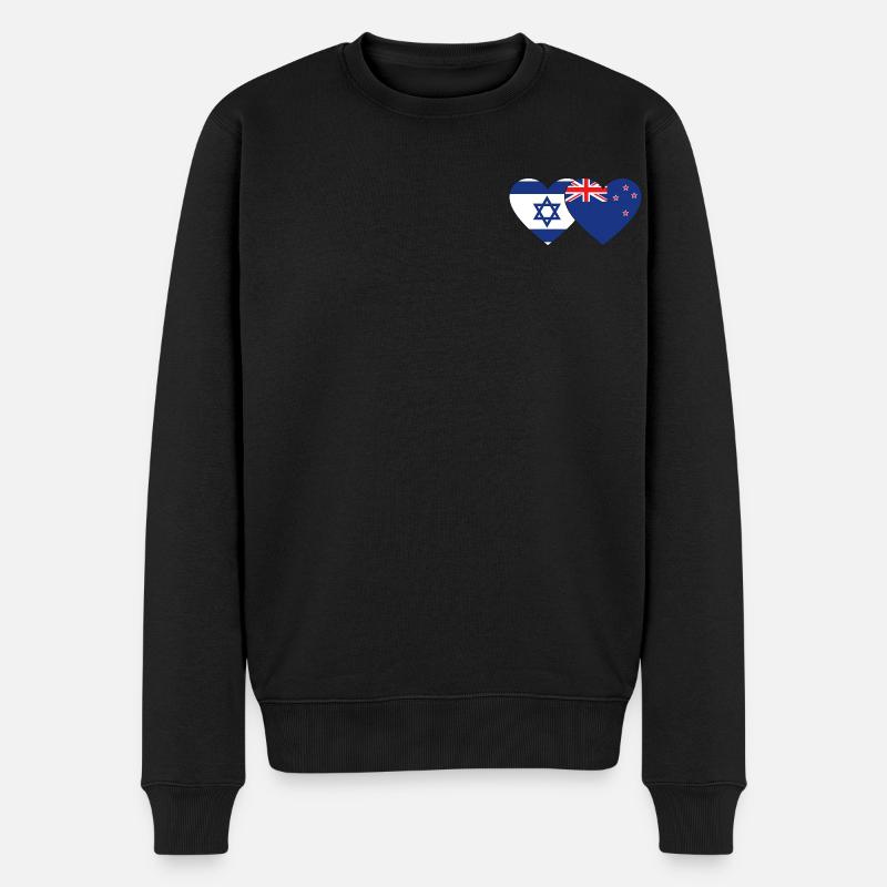 Israël Nouvelle-Zélande drapeau coeur - Pull Premium bio Homme - noir