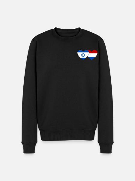 Israel Holland Flag Heart - Men's Premium Organic Jumper - black