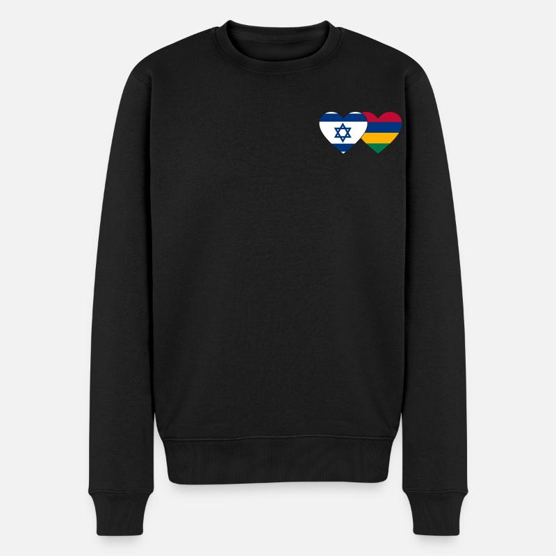 Israël Maurice Flag Heart - Pull Premium bio Homme - noir