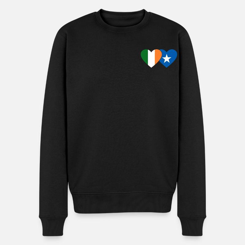 Irlande Somalie Drapeau Coeur - Pull Premium bio Homme - noir