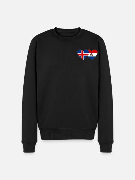 Iceland Paraguay Heart Flag - Men's Premium Organic Jumper - black