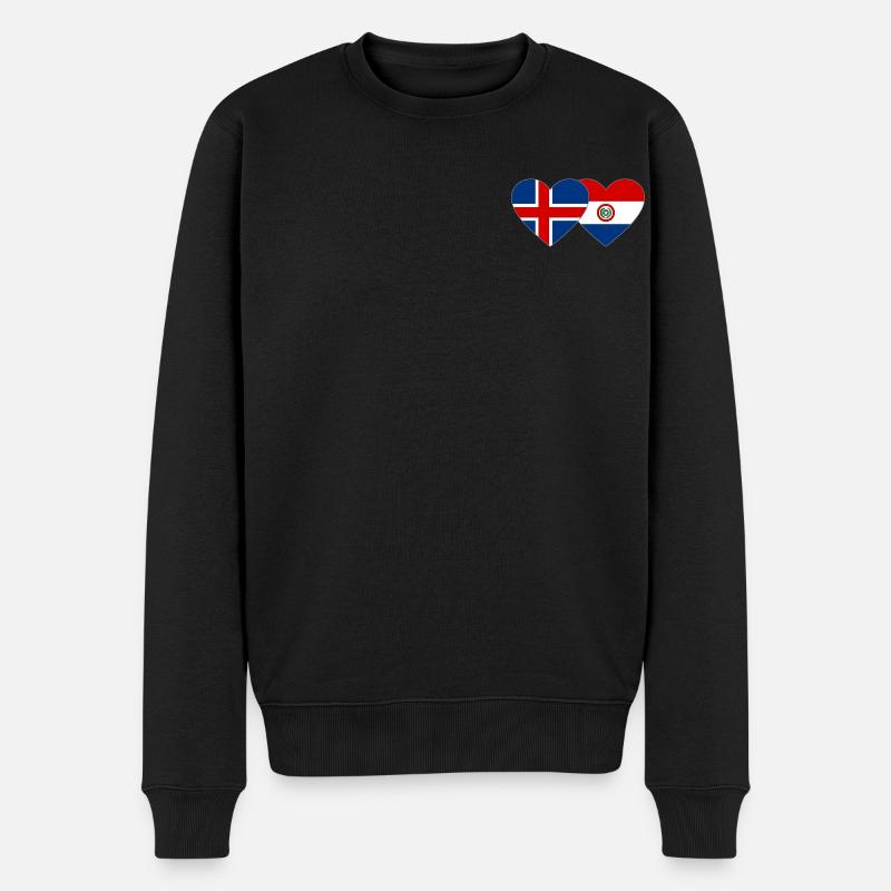 Islande Paraguay Drapeau du Cœur - Pull Premium bio Homme - noir