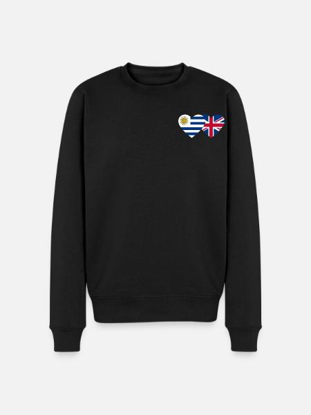 Uruguay England Heart Flag - Men's Premium Organic Jumper - black