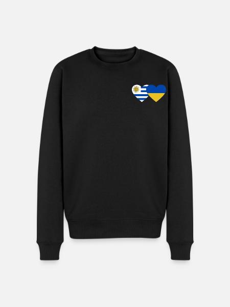 Uruguay Ukraine Heart Flag - Men's Premium Organic Jumper - black