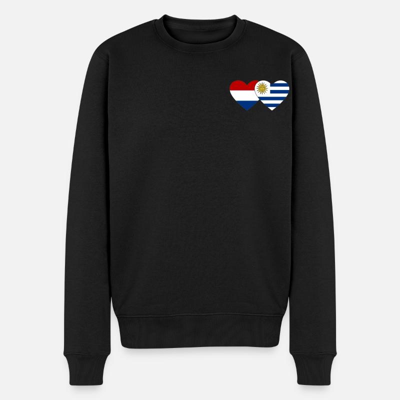 Holland Uruguay Herz Flagge - Männer Premium Bio Pullover - Schwarz