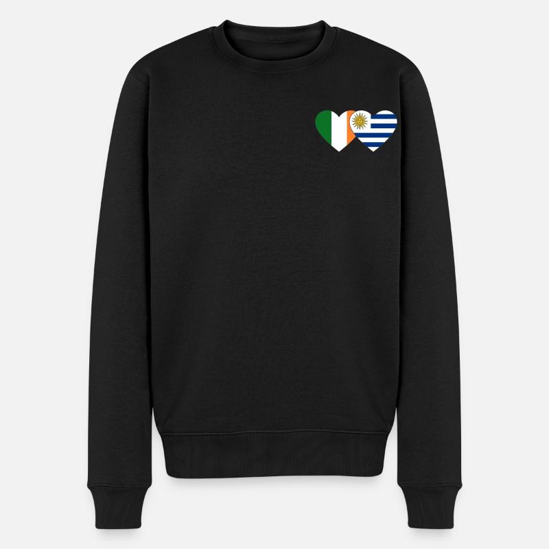 Irlande Uruguay Drapeau du cœur - Pull Premium bio Homme - noir