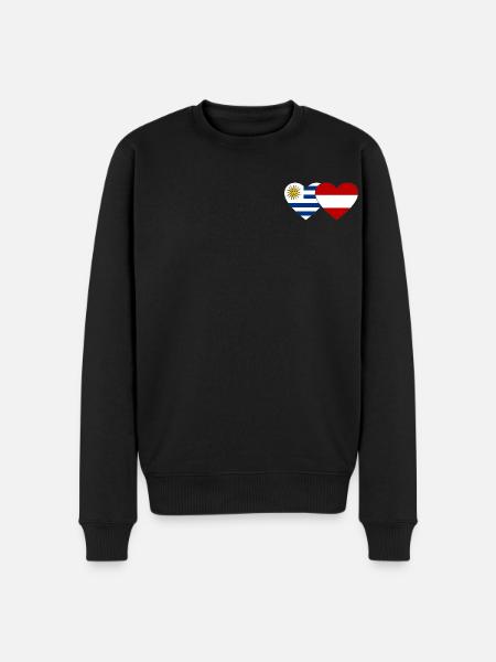 Uruguay Austria Heart Flag - Men's Premium Organic Jumper - black