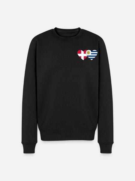 Denmark Uruguay Heart Flag - Men's Premium Organic Jumper - black