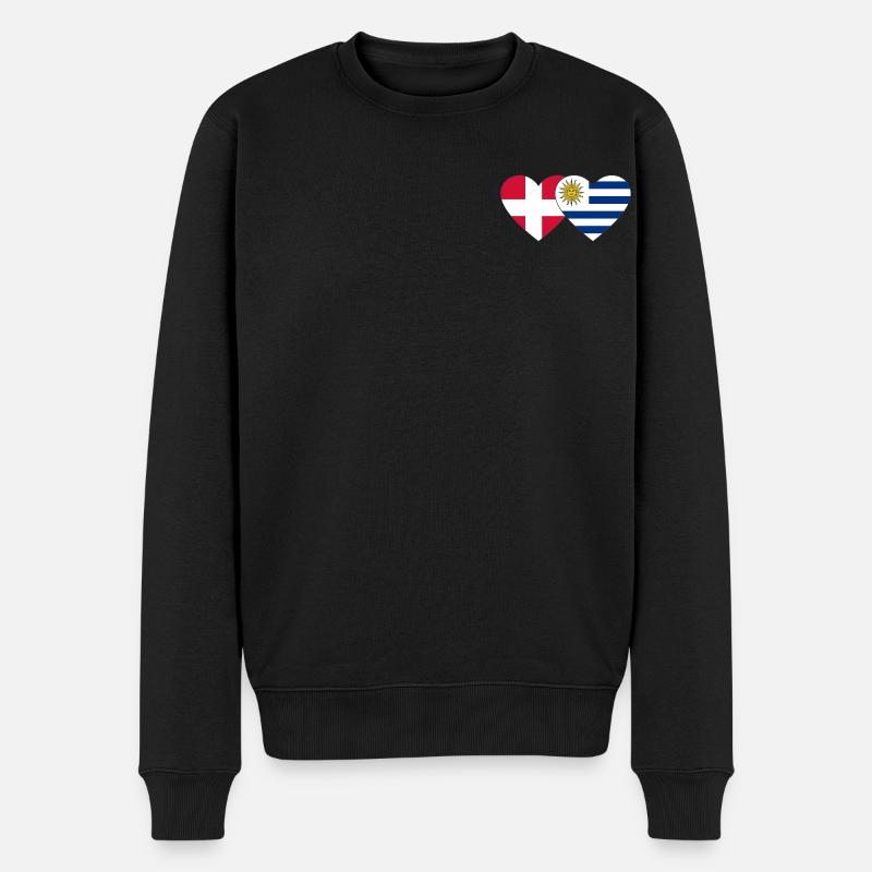 Danemark Uruguay Drapeau du cœur - Pull Premium bio Homme - noir