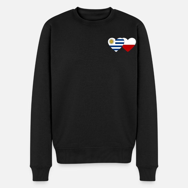 Uruguay Polen Herz Flagge - Männer Premium Bio Pullover - Schwarz
