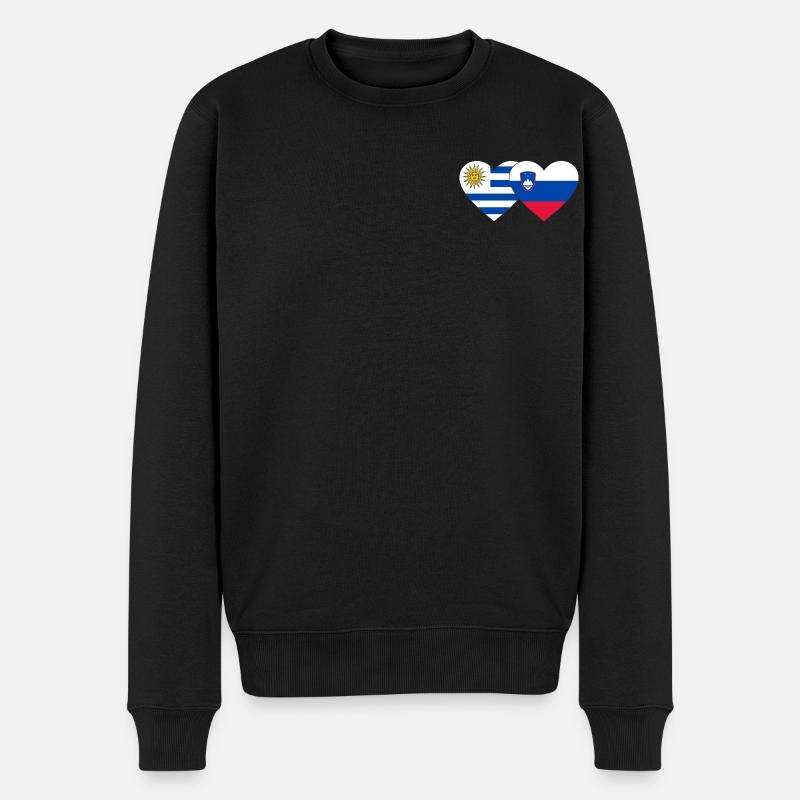 Uruguay Slovénie Drapeau du cœur - Pull Premium bio Homme - noir