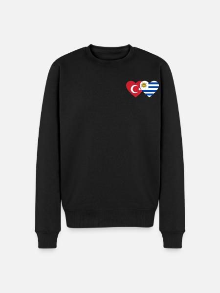 Turkey Uruguay Heart Flag - Men's Premium Organic Jumper - black
