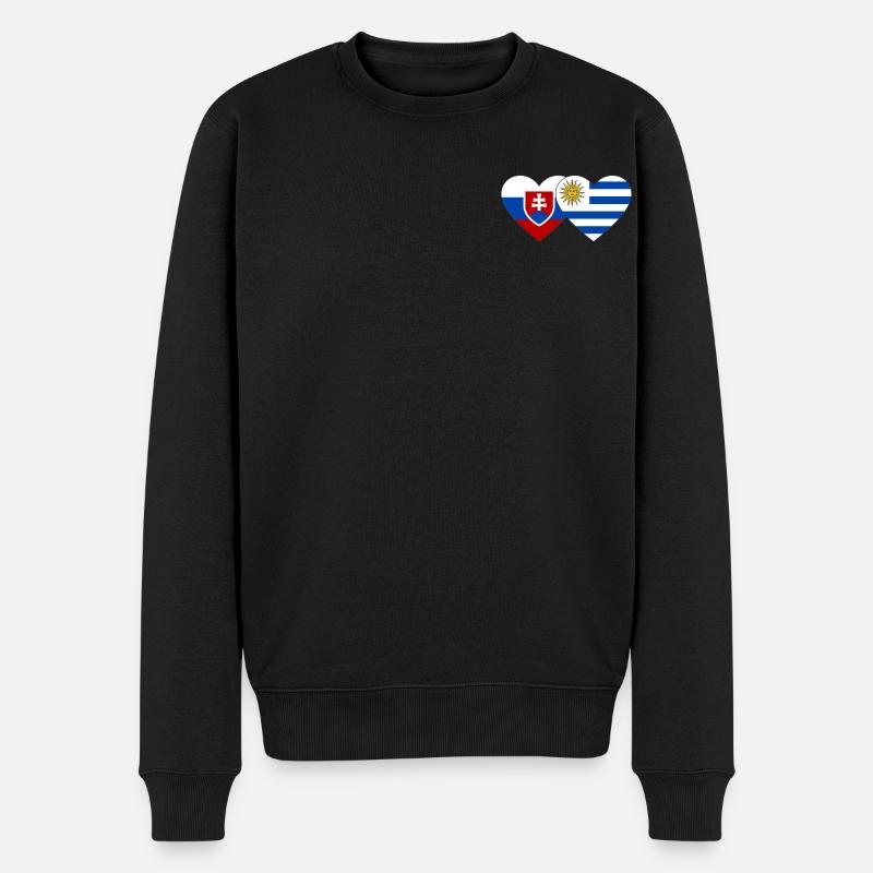 Slowakei Uruguay Herz Flagge - Männer Premium Bio Pullover - Schwarz