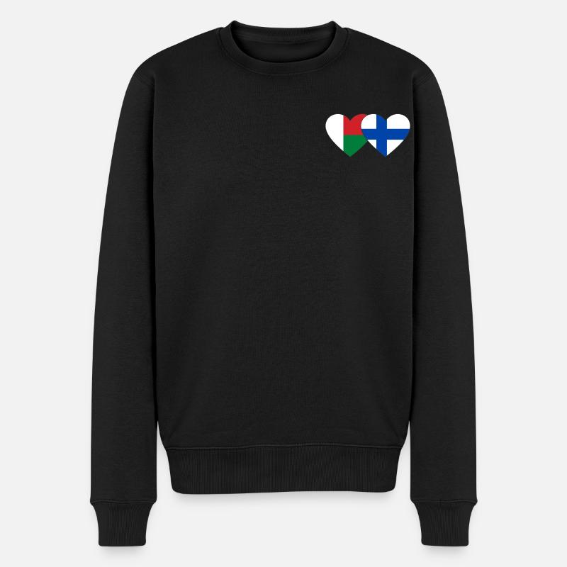 Madagascar Finlande Drapeau du Cœur - Pull Premium bio Homme - noir