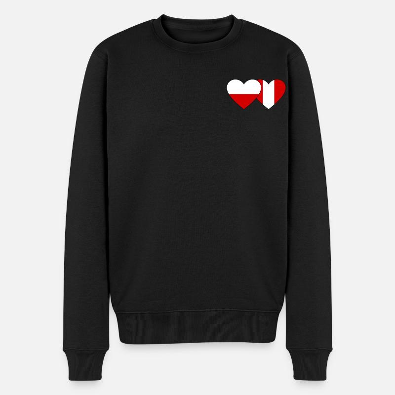 Pologne Pérou Drapeau du Cœur - Pull Premium bio Homme - noir