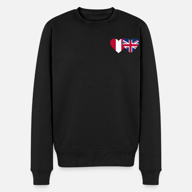 Peru England Herz Flagge - Männer Premium Bio Pullover - Schwarz