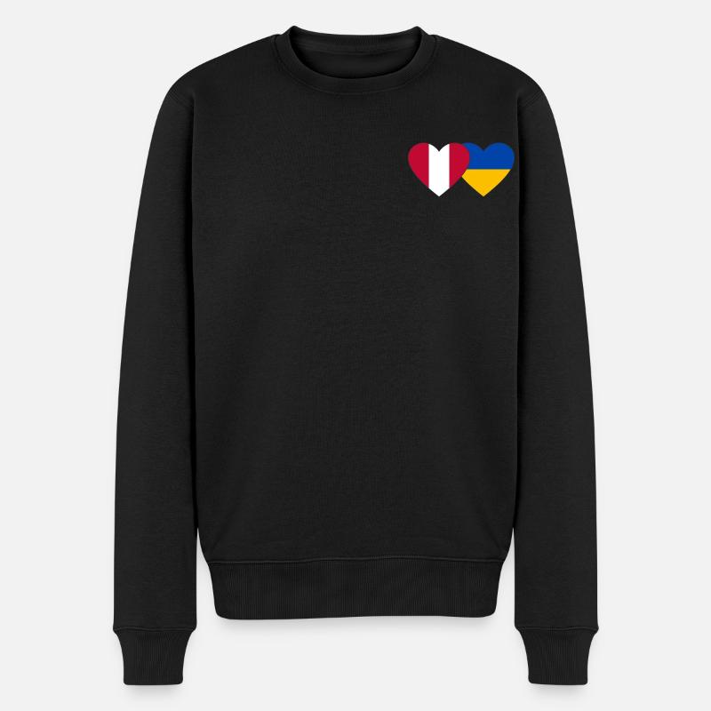 Peru Ukraine Heart Flag - Men's Premium Organic Jumper - black
