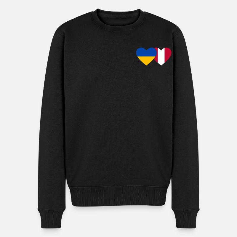 Ukraine Pérou Drapeau du Cœur - Pull Premium bio Homme - noir