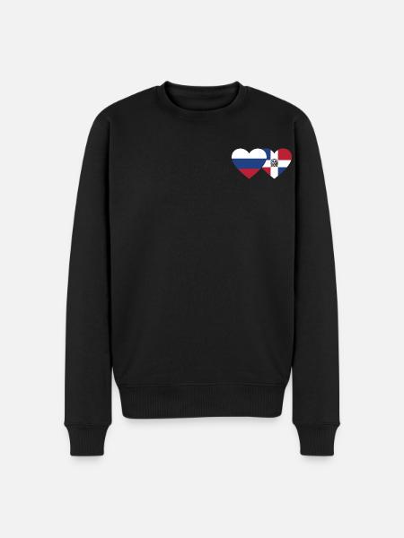 Russie République dominicaine Flag Heart - Pull Premium bio Homme - noir