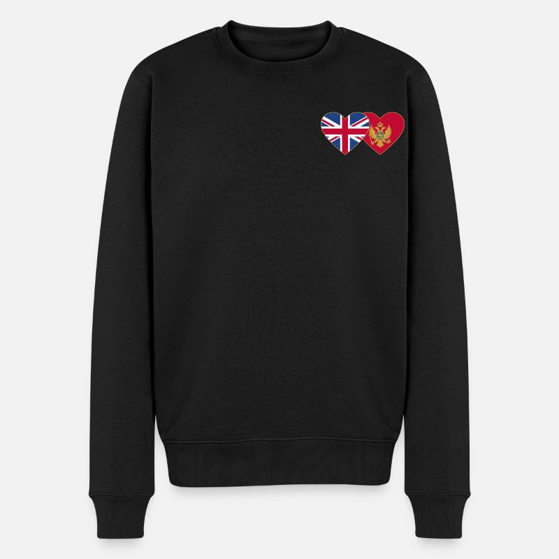Angleterre Monténégro drapeau - Pull Premium bio Homme - noir