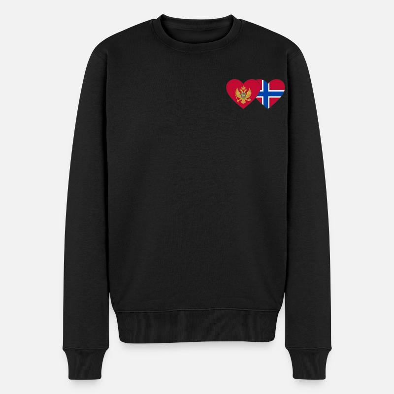Montenegro Norwegen Flagge - Männer Premium Bio Pullover - Schwarz