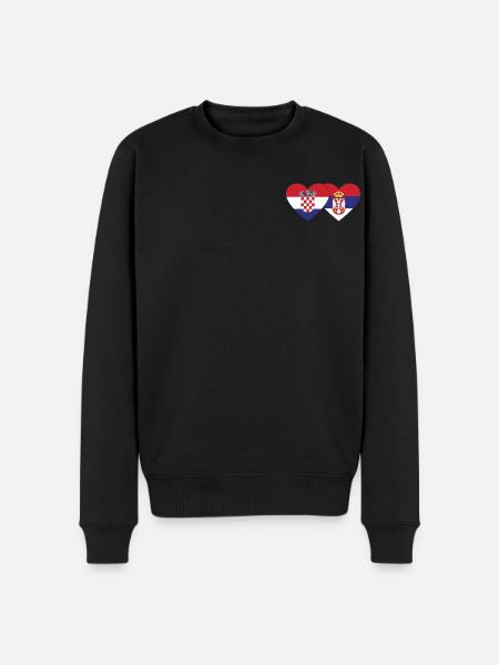 Croatia Serbia Heart Flag - Men's Premium Organic Jumper - black