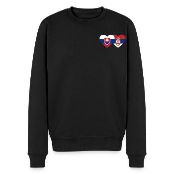 Slovaquie Serbie Drapeau du Cœur - Pull Premium bio Homme - noir - Devant - Nico (187cm)