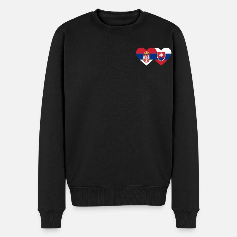Serbien Slowakei Herz Flagge - Männer Premium Bio Pullover - Schwarz