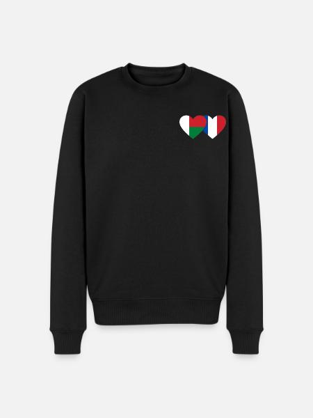 Madagascar France Flag Heart - Men's Premium Organic Jumper - black
