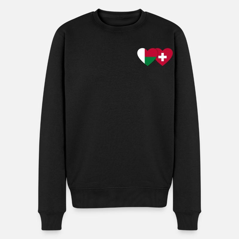 Madagascar Suisse Flag Coeur - Pull Premium bio Homme - noir