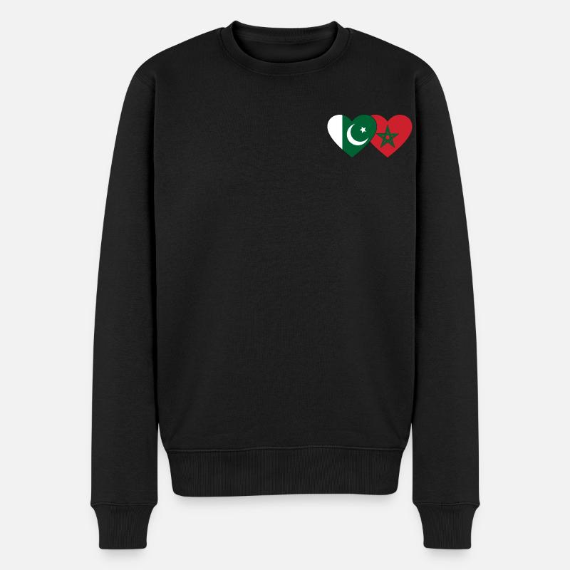Pakistan Maroc Flag Coeur - Pull Premium bio Homme - noir