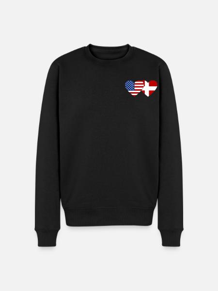 USA Denmark Flag Heart - Men's Premium Organic Jumper - black