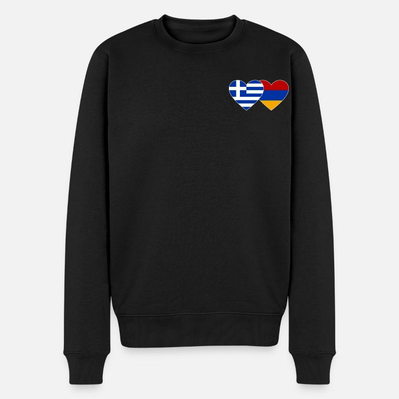 Greece Armenia flag heart - Men's Premium Organic Jumper - black