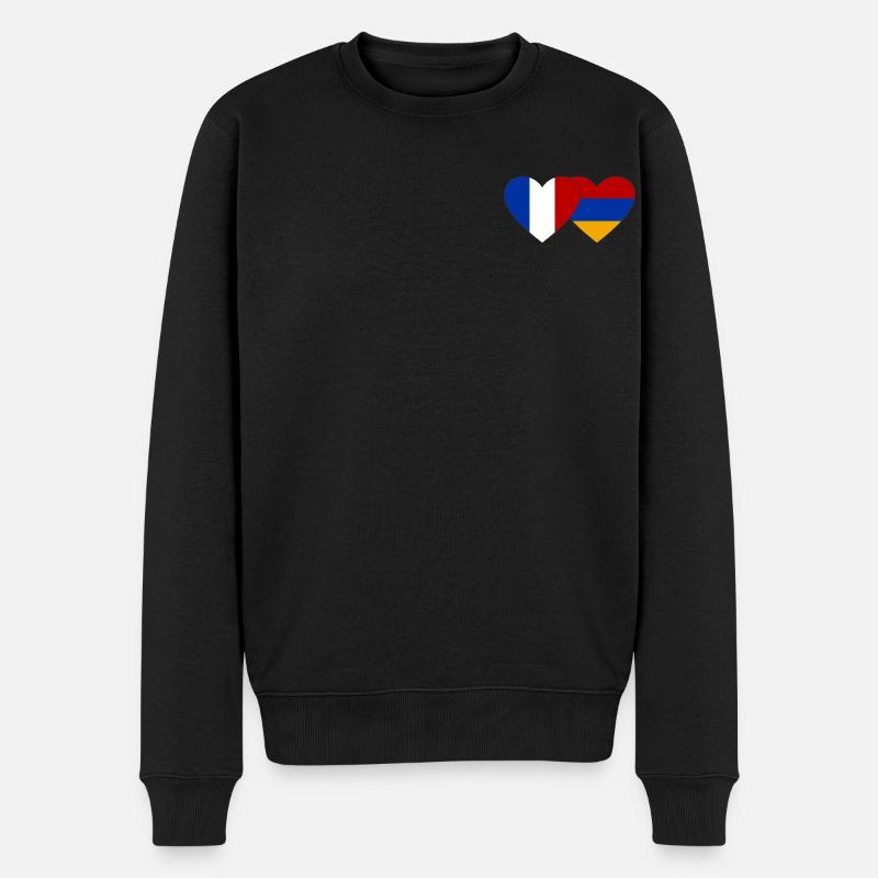 France Arménie Flag Coeur - Pull Premium bio Homme - noir