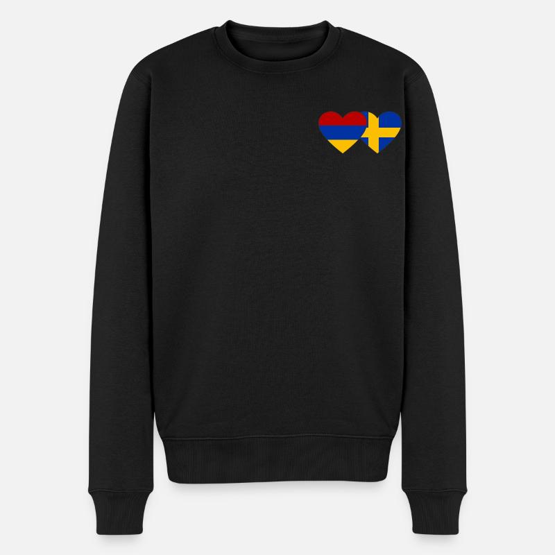 Arménie Suède Drapeau Coeur - Pull Premium bio Homme - noir