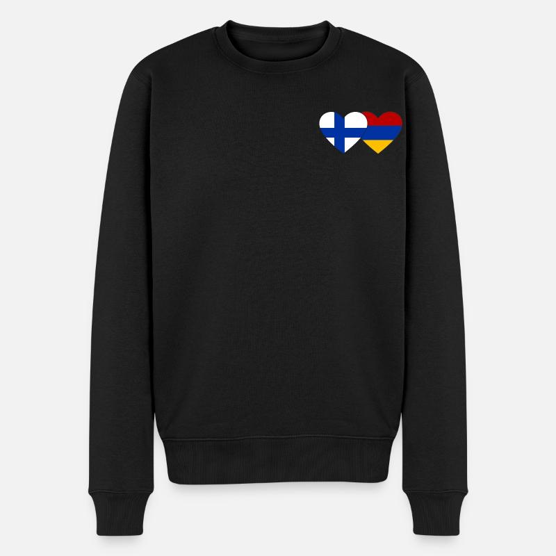 Finlande Arménie Drapeau Coeur - Pull Premium bio Homme - noir