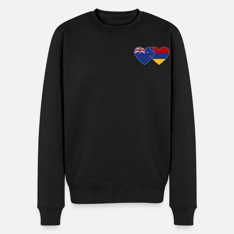 Neuseeland Armenien Flagge Herz - Männer Premium Bio Pullover - Schwarz