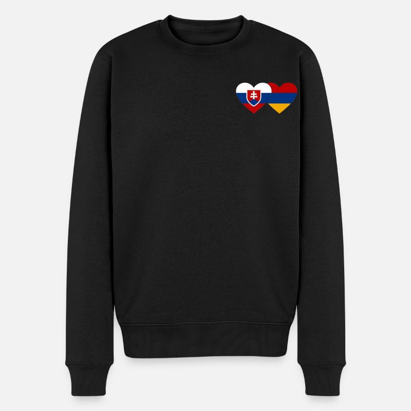 Slovaquie Arménie Drapeau Coeur - Pull Premium bio Homme - noir
