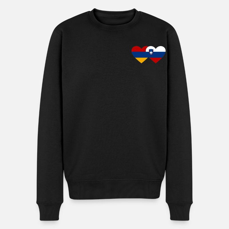 Arménie Slovénie Drapeau Coeur - Pull Premium bio Homme - noir