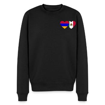 Arménie Mexique Drapeau Coeur - Pull Premium bio Homme - noir - Devant - Nico (187cm)