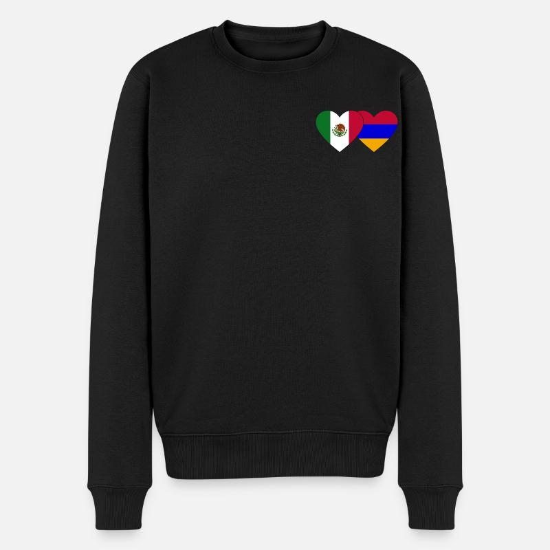 Mexique Arménie Flag Coeur - Pull Premium bio Homme - noir