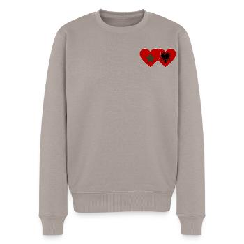 Marokko Albanien Flagge Herz - Männer Premium Bio Pullover - Taupe - Vorne - Nico (187cm)