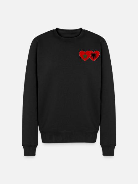 Morocco Albania Flag Heart - Men's Premium Organic Jumper - black