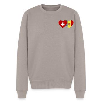 Switzerland Andorra Flag Heart - Men's Premium Organic Jumper - taupe - Front - Nico (187cm)