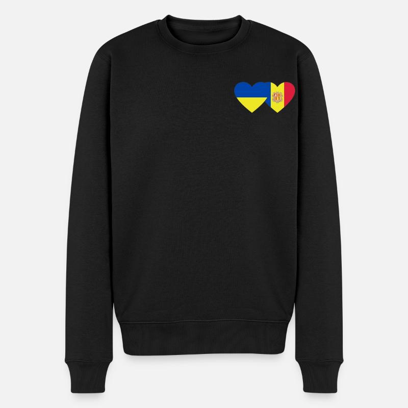Ukraine Andorre Flag Coeur - Pull Premium bio Homme - noir