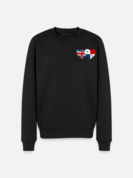 England Panama Flag Heart - Men's Premium Organic Jumper - black