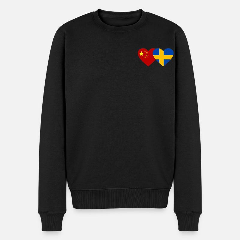 Chine Suède Drapeau du cœur - Pull Premium bio Homme - noir