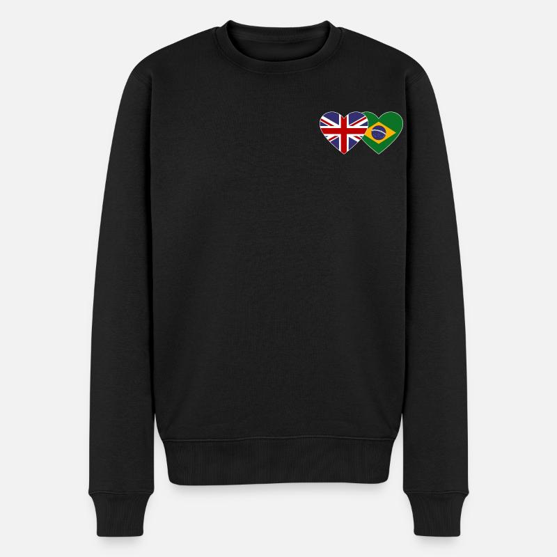 Angleterre Brésil Drapeau Coeur - Pull Premium bio Homme - noir