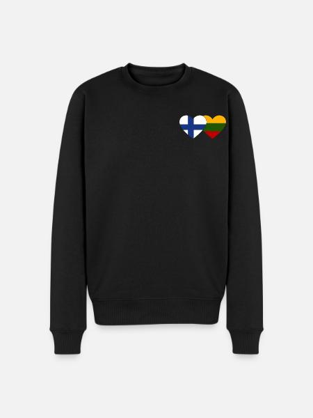 Finland Lithuania Flag Heart - Men's Premium Organic Jumper - black