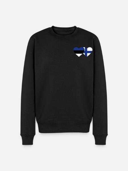 Finland Estonia Flag Heart - Men's Premium Organic Jumper - black